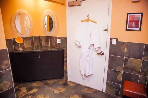 One of two shower suites