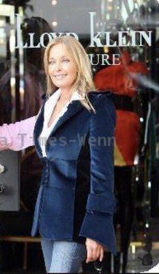 Bo Derek outside Lloyd Klein Boutique in New York