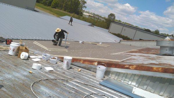 During roof restoration.