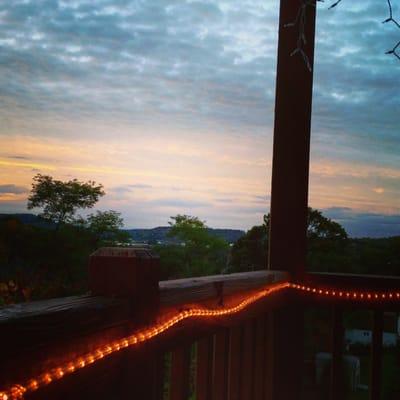 Sitting on the deck gorgeous night with a beautiful view