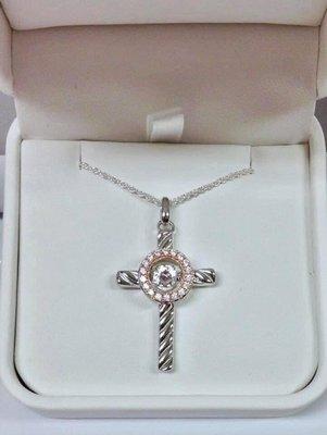 Sterling silver and cz motion cross pendant