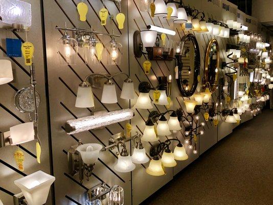 Just a portion of the bath/vanity lights & wall sconces on display