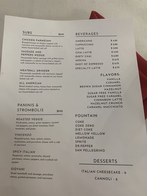 Lunch menu