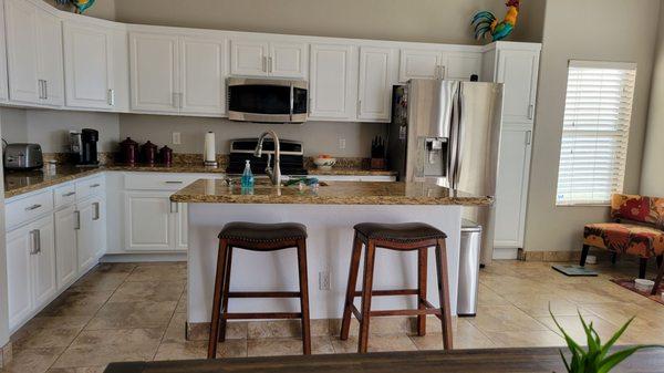 White painted cabinets