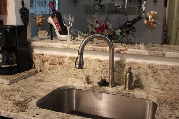 new sink  - and countertop goes with wine!