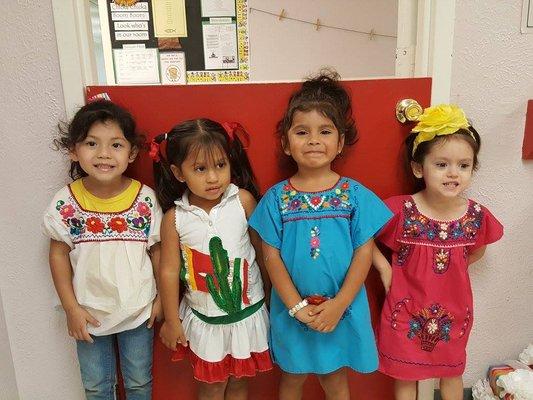 Children celebrate Mexican independence day with a parade, fun and festivities.