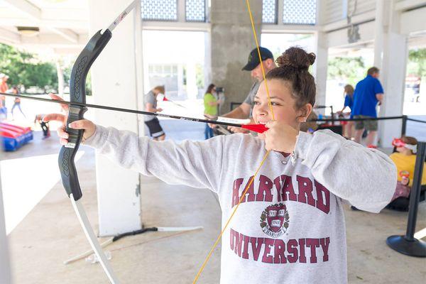 A Student Taking Aim At Our Hoverball Shooting Range. We Provide This Service From South Austin To San Marcos And All Over The Austin Region