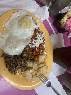 chilaquiles rojos , w asada ...