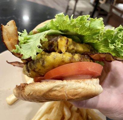 Double meat bacon deluxe cheeseburger. Double WOW!