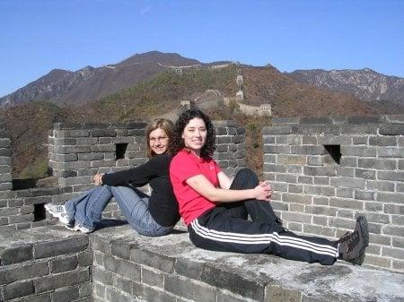 Teachers sitting on the Great Wall of China