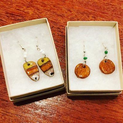 Hand made pottery makes fun earrings