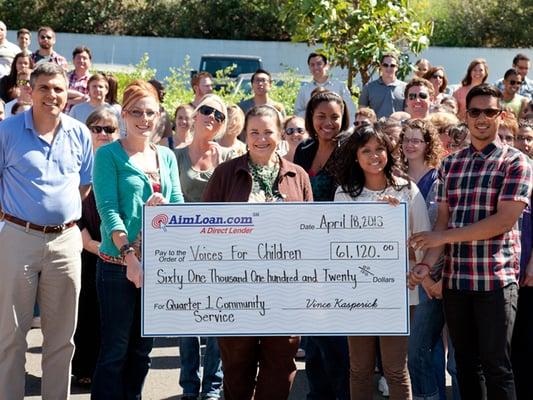 Associates share results of 4th quarter 2013 community service campaign, donating $57,820 to San Diego Habitat for Humanity.