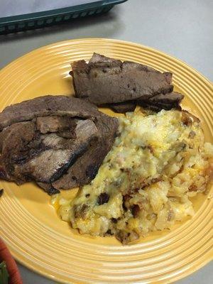 Brisket plate - delish and amazing cheesy potatoes!