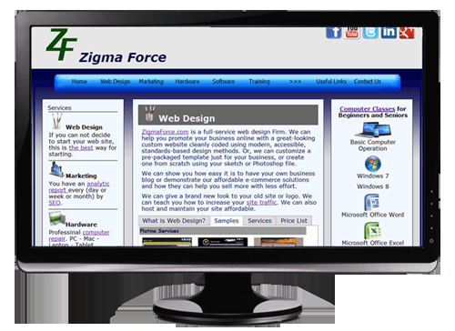 ZigmaForce.com is a full-service web design Firm. We can help you promote your business online with a great-looking custom websi