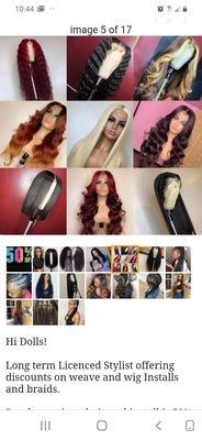 According to her Craigslist ad she says these pics are her work. I think a lot of hardworking and gifted wig makers are missing their craft!