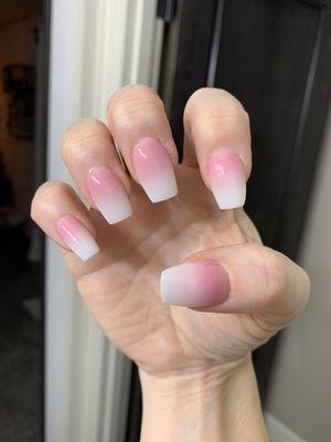 Pink ombré coffin shaped acrylic nails