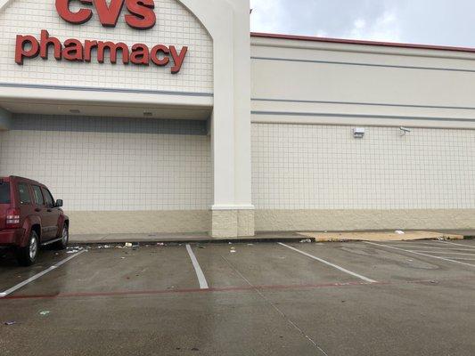 One side of CVS. It was a lot more trash but I didn't want to get peoples cars in the pic.