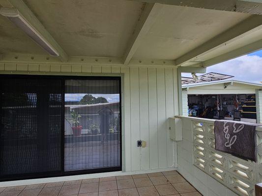 Lanai ceiling after power wash.