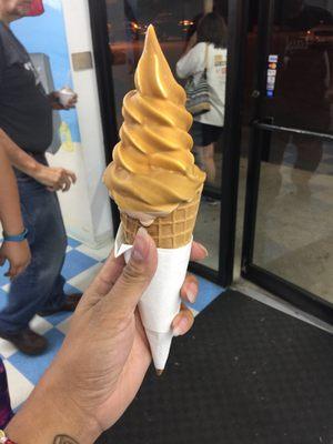 Twist soft serve with peanut butter dip.