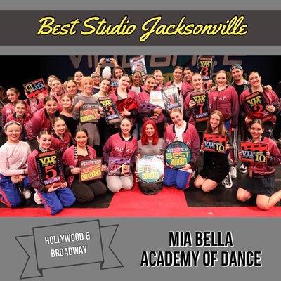 Team MBAD earning best intermediate AND best advanced studio at VIP competition Jacksonville Feb 2018!