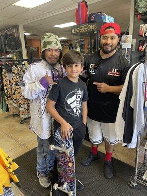 Noah with his new skateboard deck :)