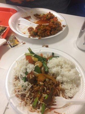 Part mongol beef and Kung pao chicken