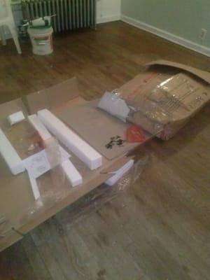 Unassembled & Badly boxed table/chairs delivered by Today's Furniture