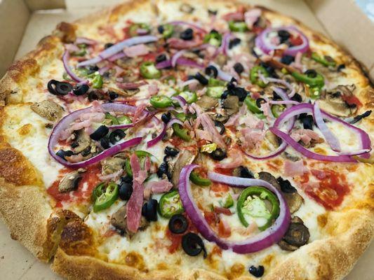 Original Pizza   Build Your Own - ham, black olives, onions, mushrooms, jalapeños