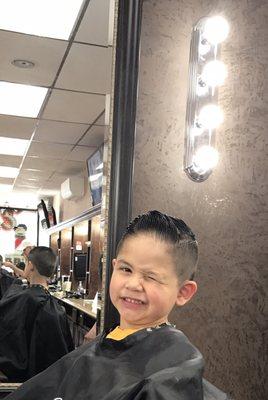 This kid loves getting his hair cut here