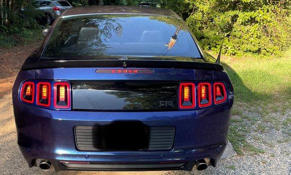 2012 mustang gt wrapped in Glossy Diamond Purple Red with custom coyote decals