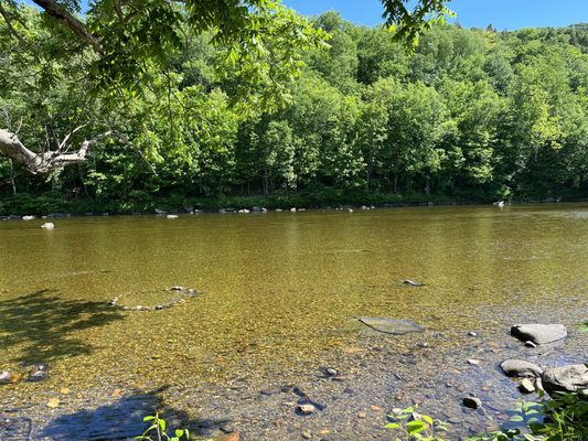 The Deerfield river swimming area at the motel