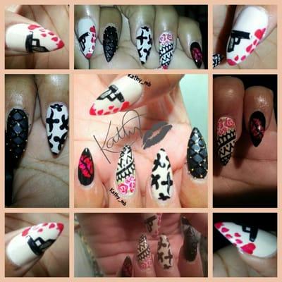 $39- $9 for 3 broken nails,  $10 for fill, $20 for designs