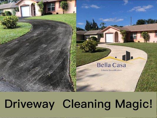 Driveway Cleaning Before After Raleigh, NC Cary, NC Bring Back the Wow!