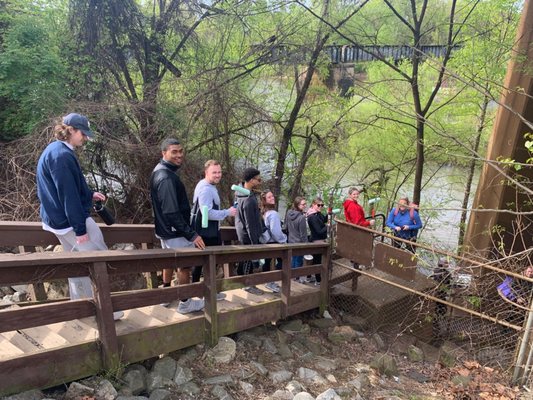 In honor of Earth Day, team members helped Friends of the James River Park System with graffiti coverage and litter clean-up at Pipeline.