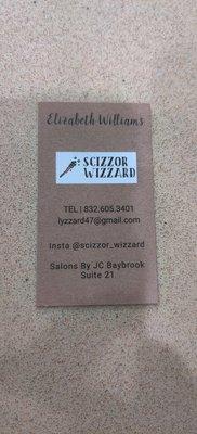 Scizzor Wizzard business card (back)