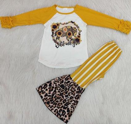 cheetah/sunflower bull shirt with pants