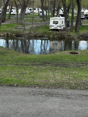 Creek running in between campground and mobile home park