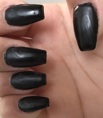 Black matte acrylic coffin nails