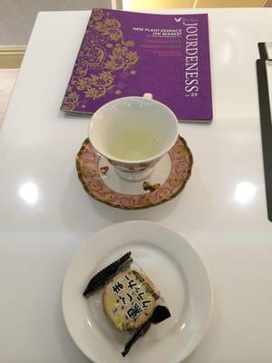 After spa treat! Chinese herbal tea and sesame cookies :)