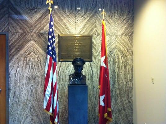 Douglas McArthur statue and flags at Boy Scouts of America St. Louis Mo