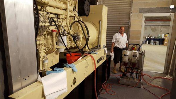 Polishing the fuel in a generator.