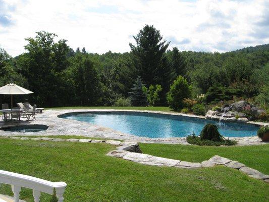 Pool and Spa with waterfall.