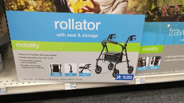 Rollator with seat and storage