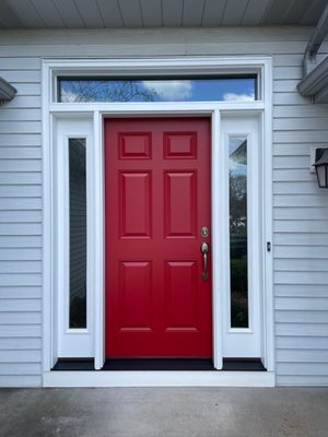 New red door with a transom