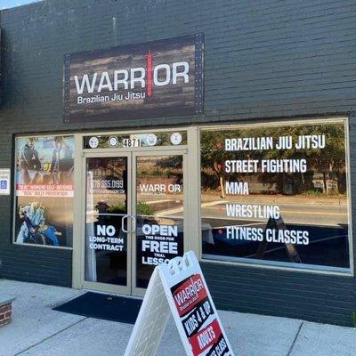 Front of the building of Warrior Academy Brazilian Jiu Jitsu in Downtown Acworth