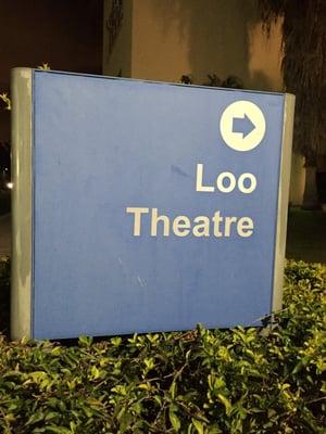 The Loo Theater sign at night!