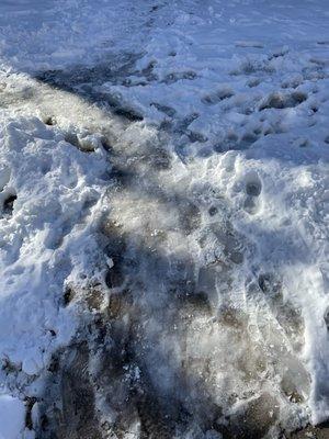 Days after snow, they refuse to shovel let alone even salt the VERY THICK ICE on steps and walkways!