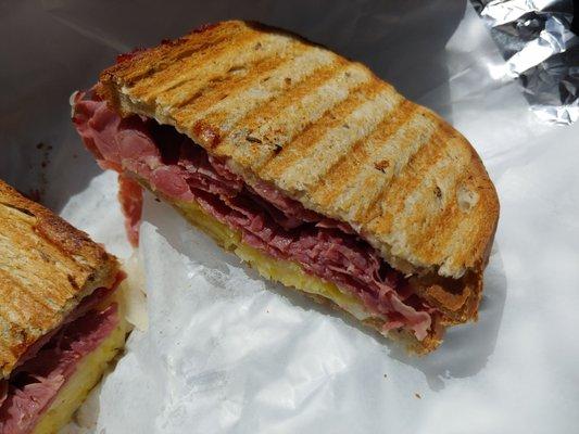 Rueben sandwhich with mustard.  Yum