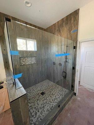 Custom Home Shower w/Custom glass doors