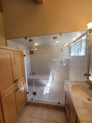 A frame-less shower we installed!